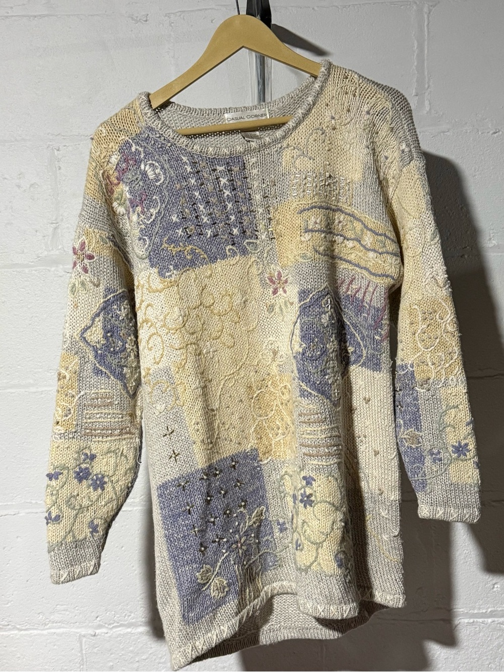 Casual corner limited edition grandma / fairy core patchwork inspired sweater
